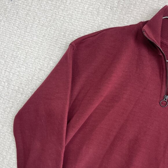 Calvin Klein 1/4 Zip Sweater Mens S Cotton Maroon Knit Mock Neck Pullover Read - Picture 3 of 16